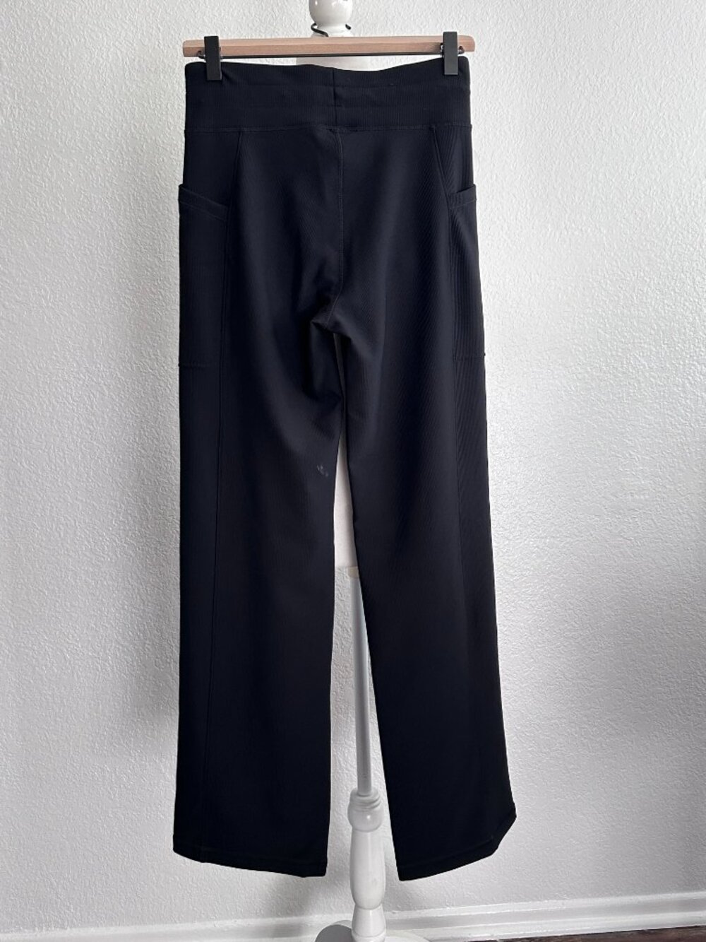 32° Cool Black Ribbed Wide Leg Pants Size Small Stretch Lounge Athleisure Pocket - Picture 5 of 9